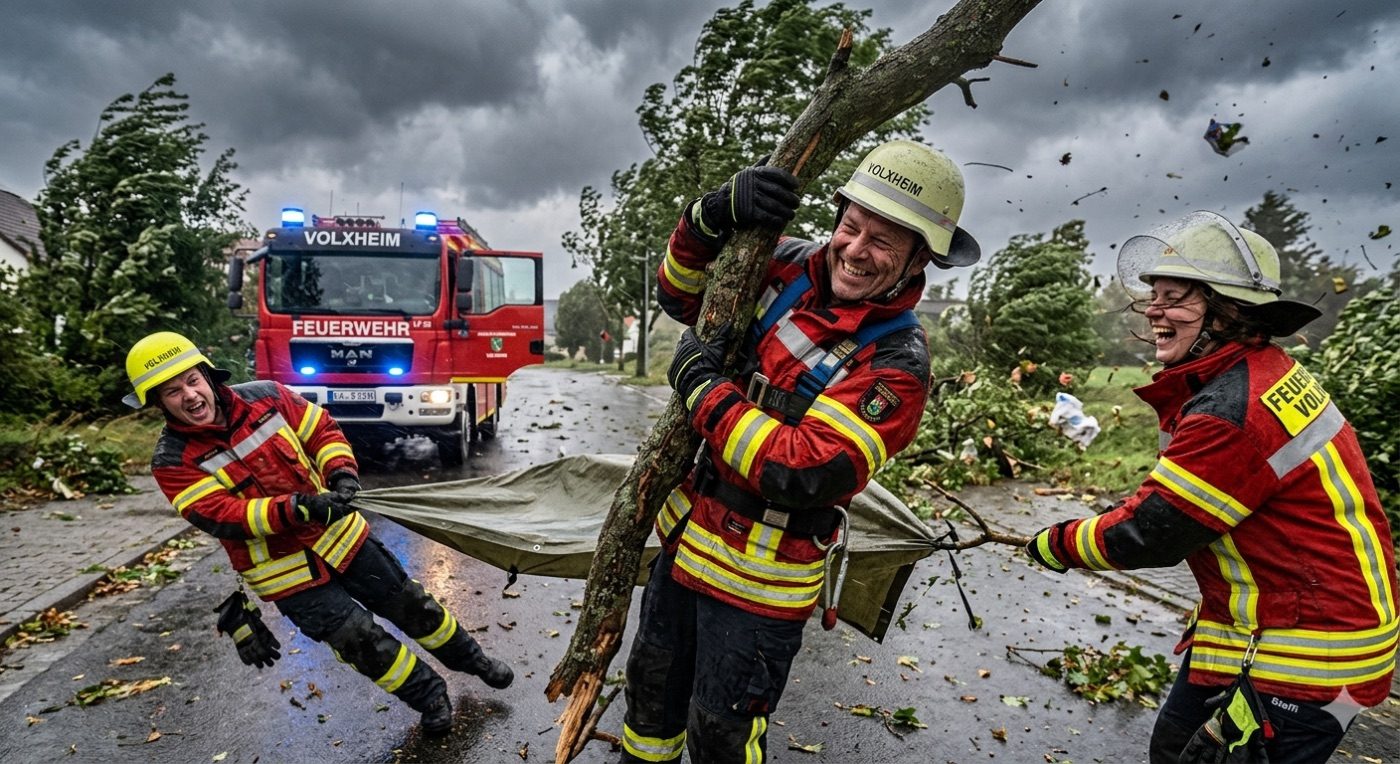 Einsatz der Freiwilligen Feuerwehr Volxheim bei Sturmschäden